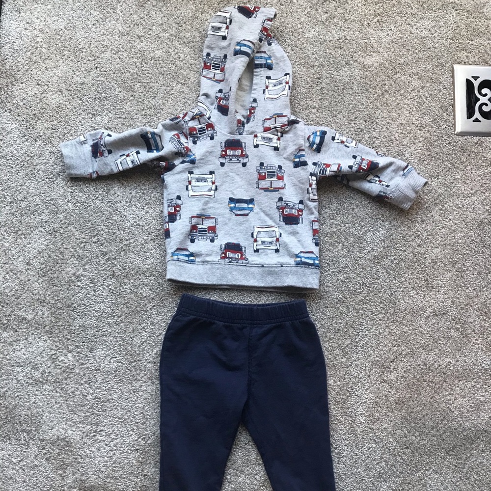 Carter’s hoodie and pants set fire truck